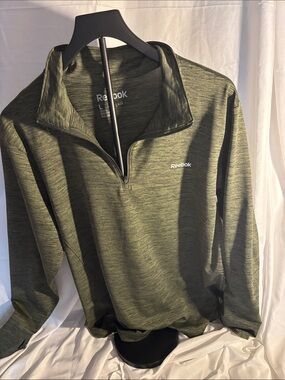 Reebok Olive Green Heather Quarter-Zip Pullover